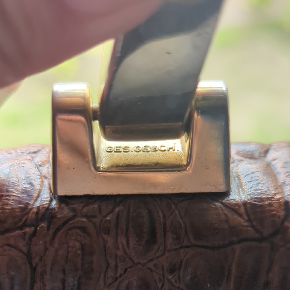 Vintage Brown Crocodile Embossed Handbag 60s - Picture 12 of 13